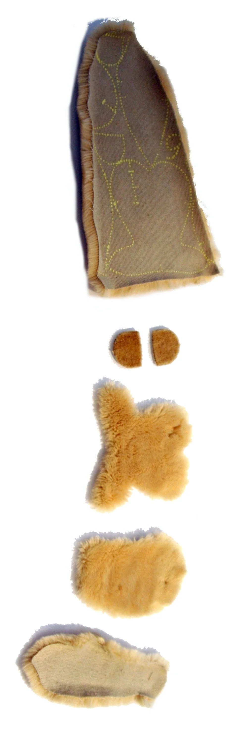 Pattern-cut plush fabric panels showing precise quality cutting for durable plush toy assembly